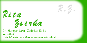 rita zsirka business card